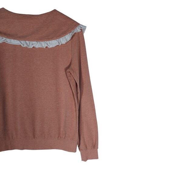 Current Air Womens Ruffle Collar Sweatshirt Small Preppy Vintage Soft Balletcore - Picture 8 of 13